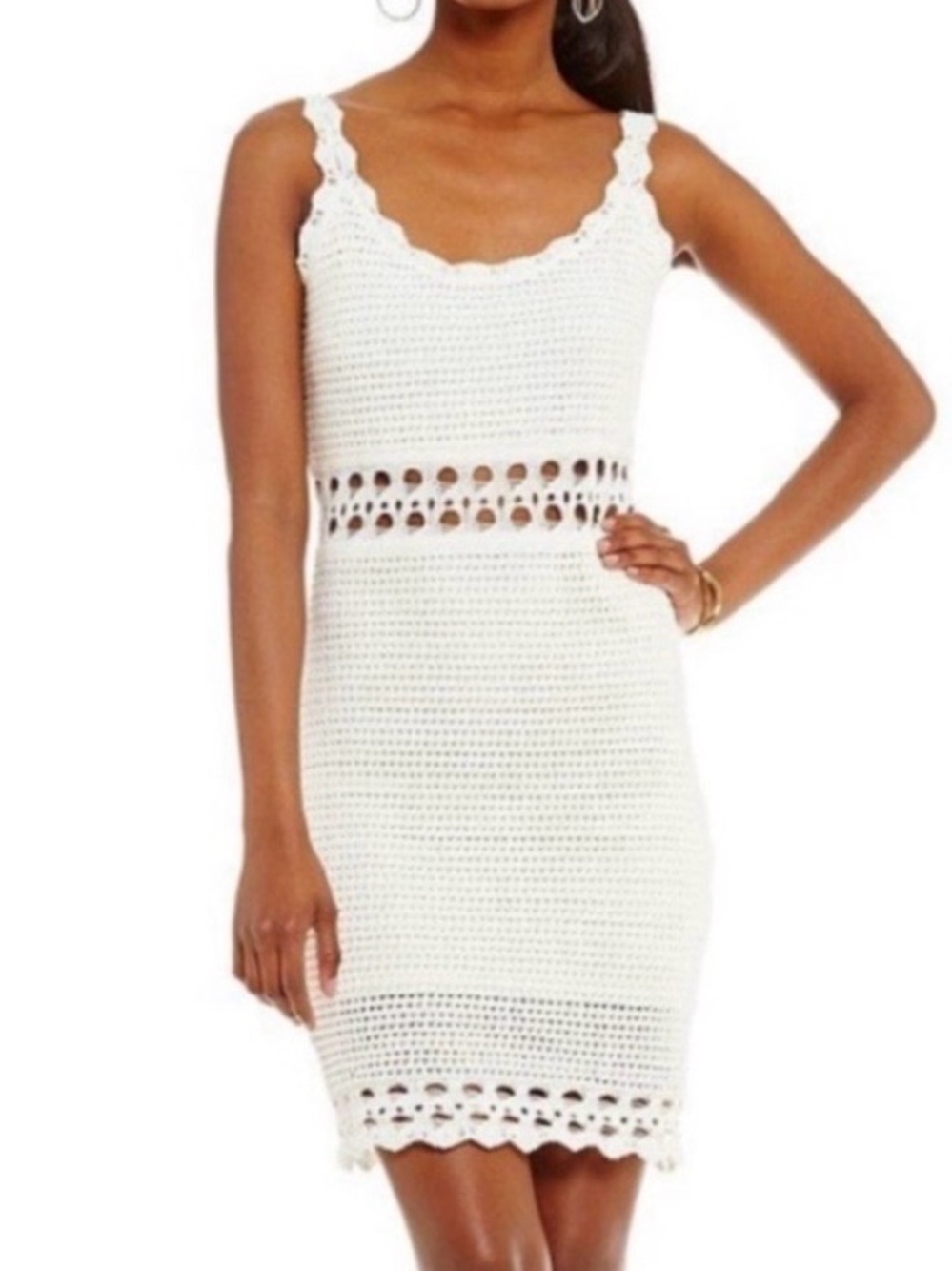 Guess Cassidy Crochet Open Knit Mini  Bodycon Sleeveless Dress Medium